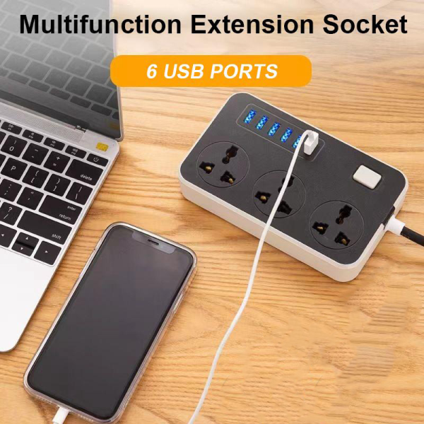 Extension Socket 2m (6 USB 3 Socket) 2